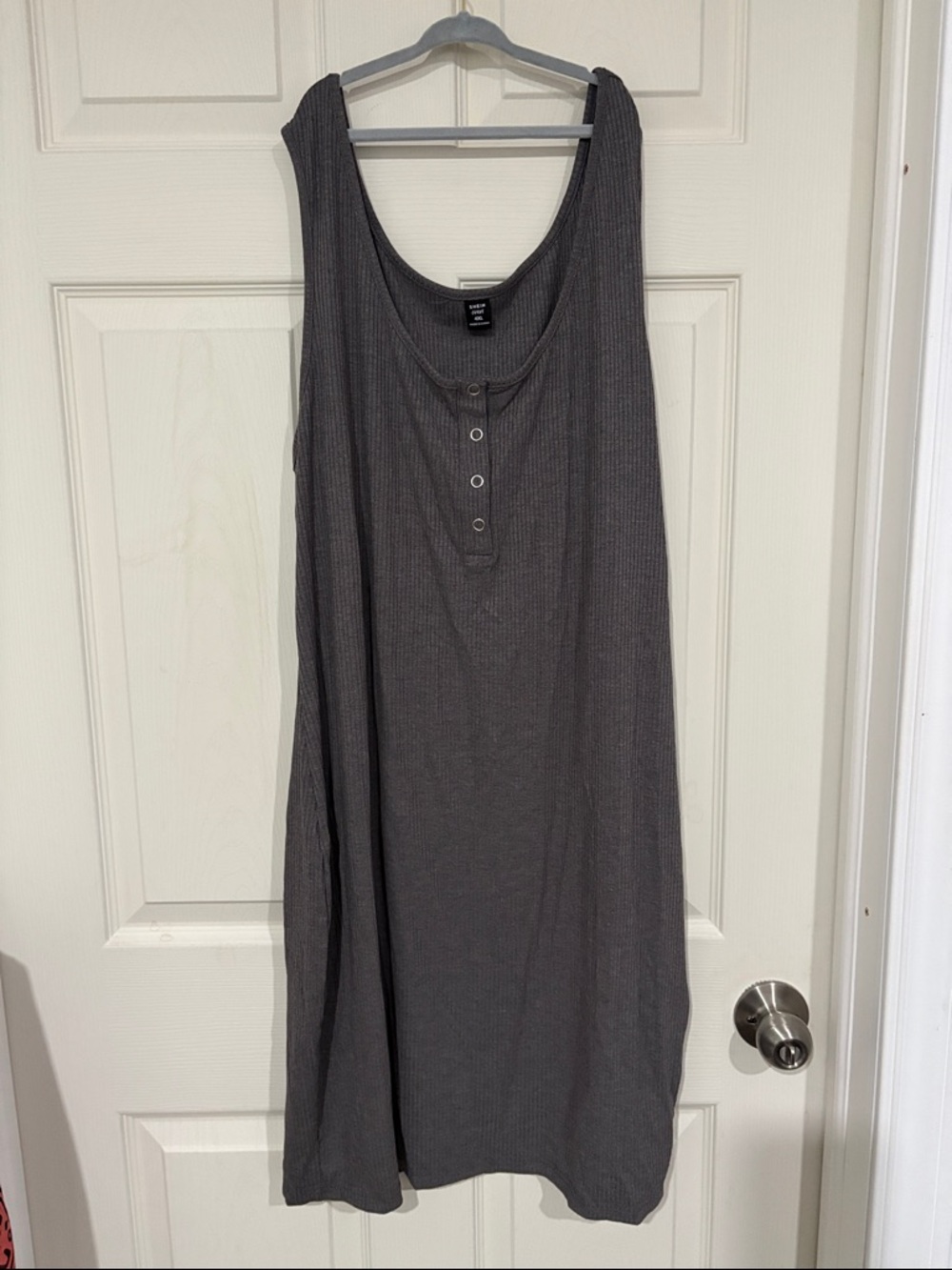 SHEIN Charcoal Ribbed Henley Tank Dress